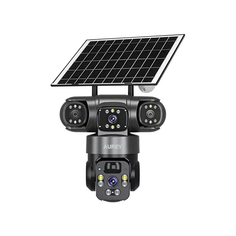 Aurey 4G Solar Security Camera – Dual‑Lens, 4MP, AI Detection