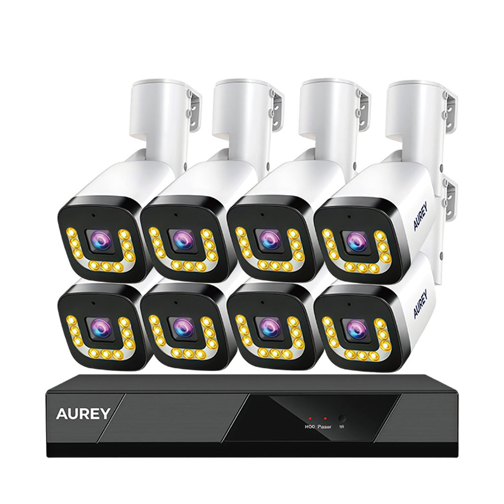 AUREY 8-Channel AHD Wired Security Camera System, 8-Camera CCTV Kit with DVR, Night Vision & Remote Viewing, Hard Drive Not Included