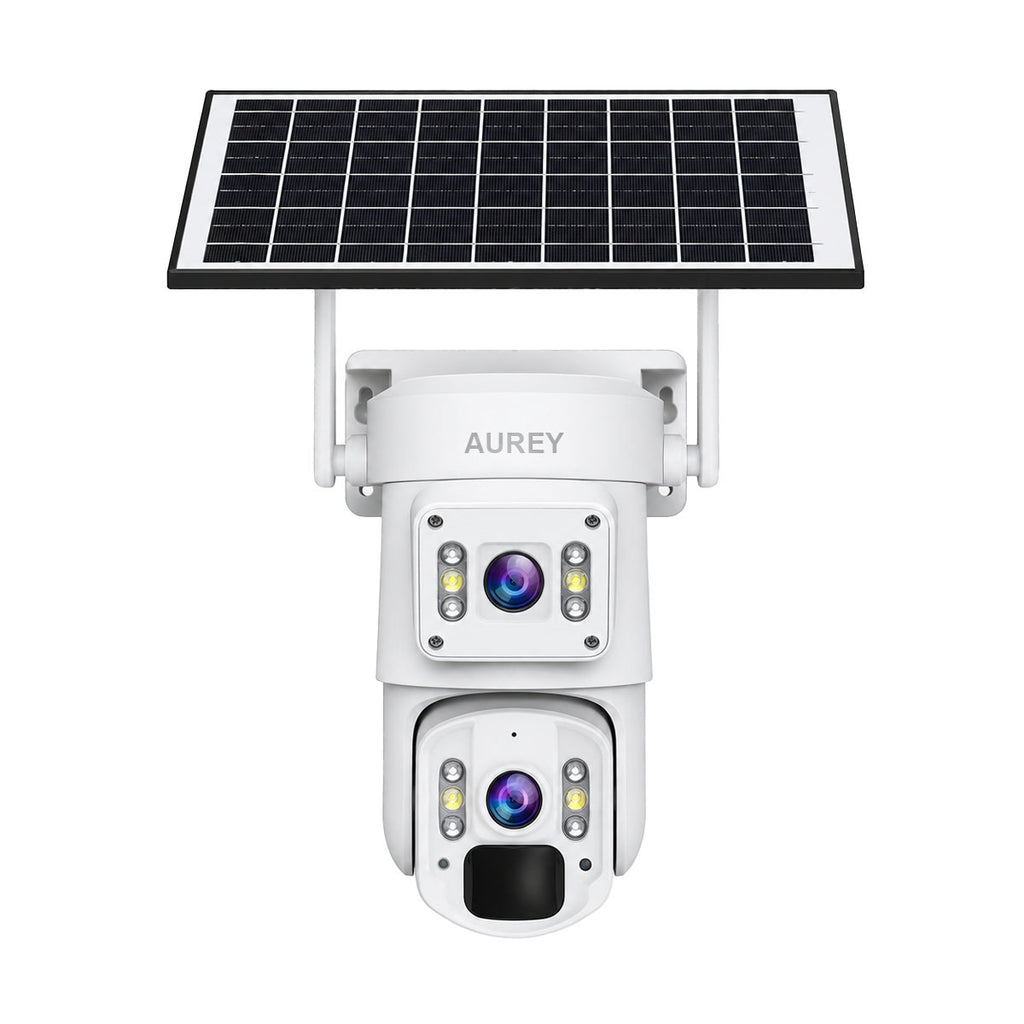 AUREY Solar 4G Dual-Lens 4MP PTZ Security Camera,Outdoor Camera with Smart alarm, Two-Way Audio & IP66 Waterproof