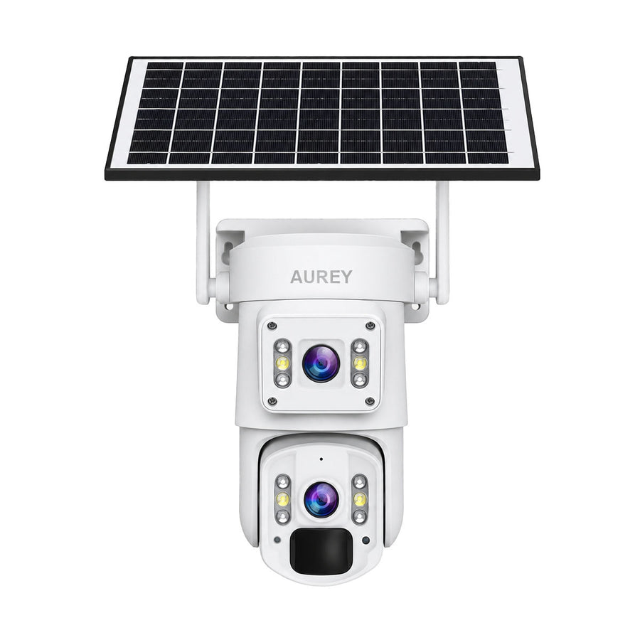 AUREY Solar 4G Dual-Lens 4MP PTZ Security Camera,Outdoor Camera with Smart alarm, Two-Way Audio & IP66 Waterproof
