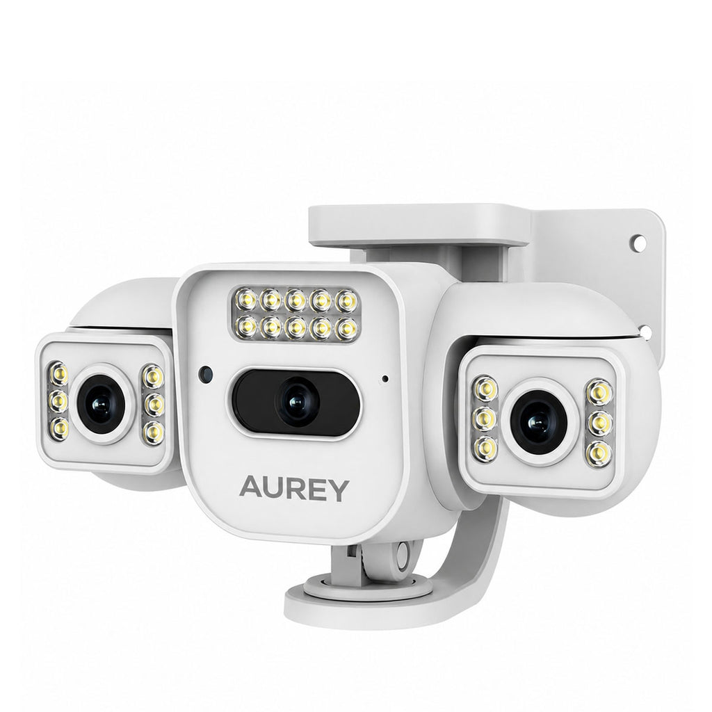 AUREY Triple-lens 6MP PTZ Outdoor Security Camera with Night Vision, Motion Detection & Two-Way Audio