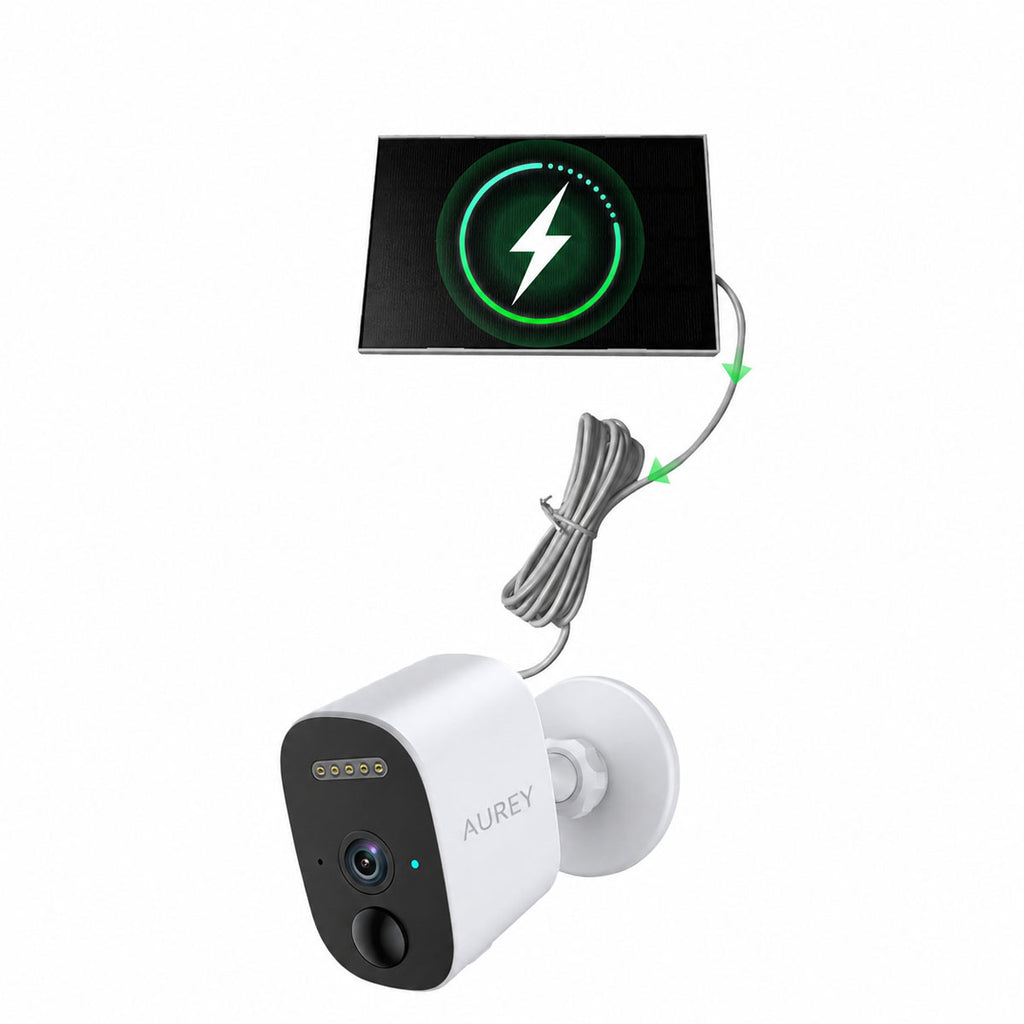 AUREY Solar 2MP WiFi Battery Security Camera, Outdoor Camera with Night Vision, Motion Detection & Two-Way Audio