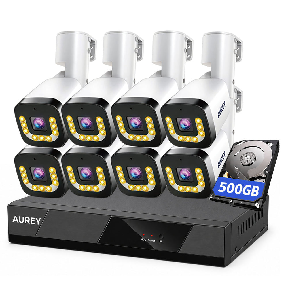 AUREY 8-Channel Outdoor Security Camera System, CCTV Kit with Recorder, Night Vision & Remote Viewing