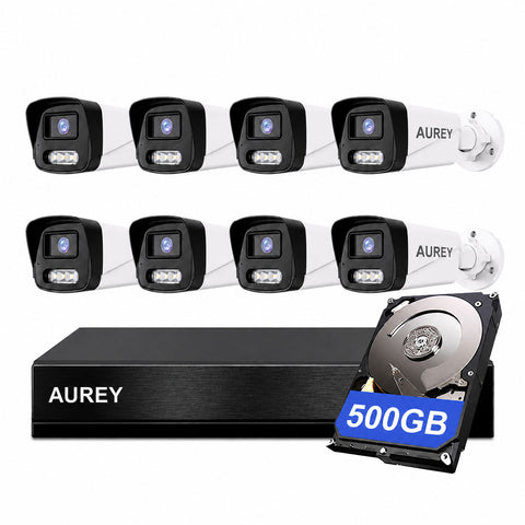 AUREY 8-Channel PoE Security Camera System with Hard Drive, 8-Camera Wired CCTV Kit with NVR, Night Vision & Remote Viewing