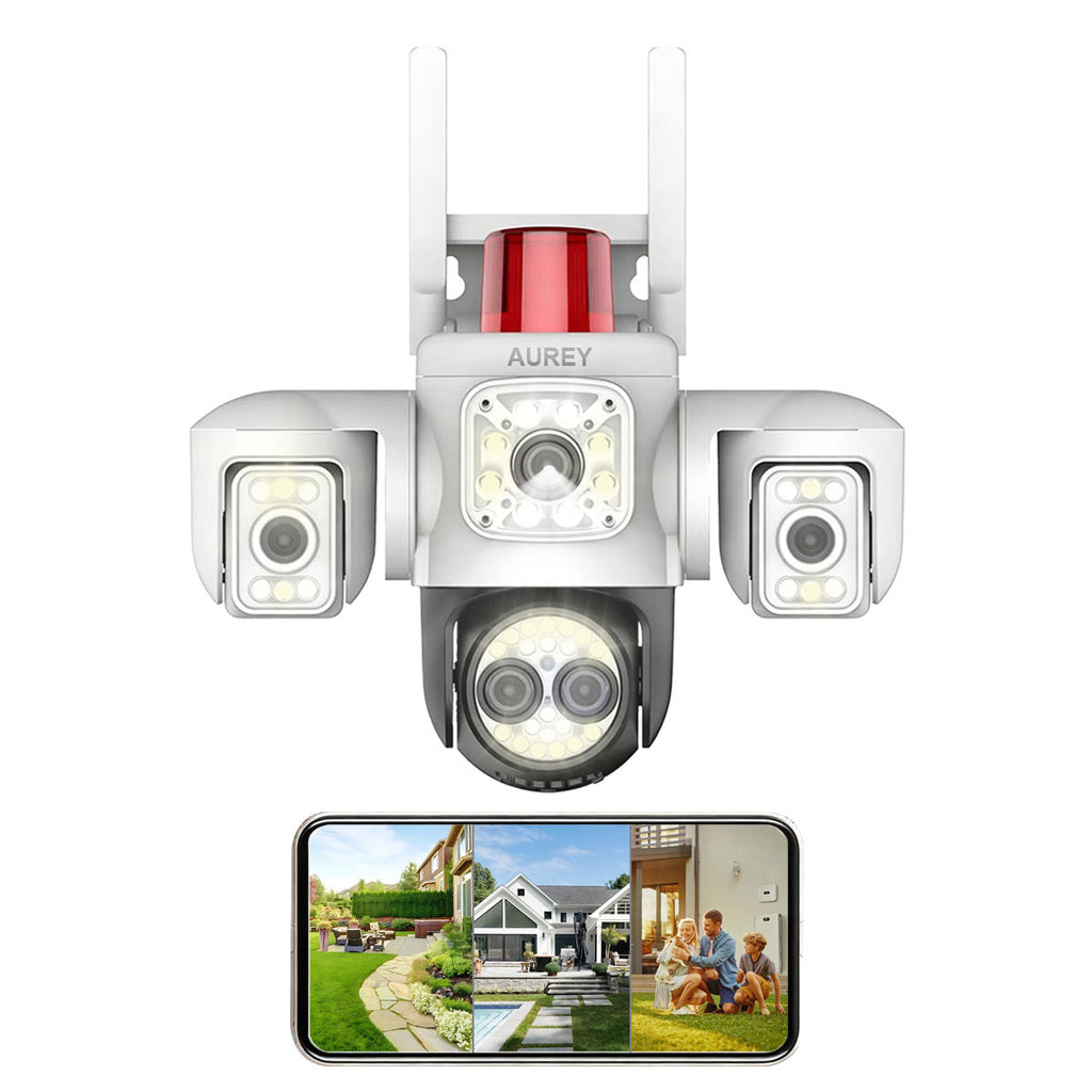 AUREY B3W-1 10X Zoom 6MP Triple-lens WiFi PTZ Security Camera , Siren Alarm, Night Vision & Two-Way Audio