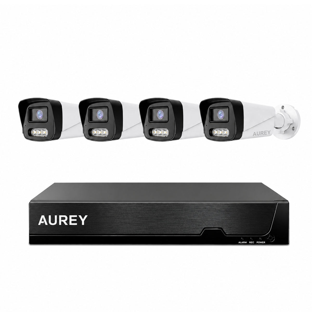 AUREY 4-Channel PoE Security Camera System, 4-Camera Wired CCTV Kit with NVR, Night Vision & Remote Viewing, Hard Drive Not Included