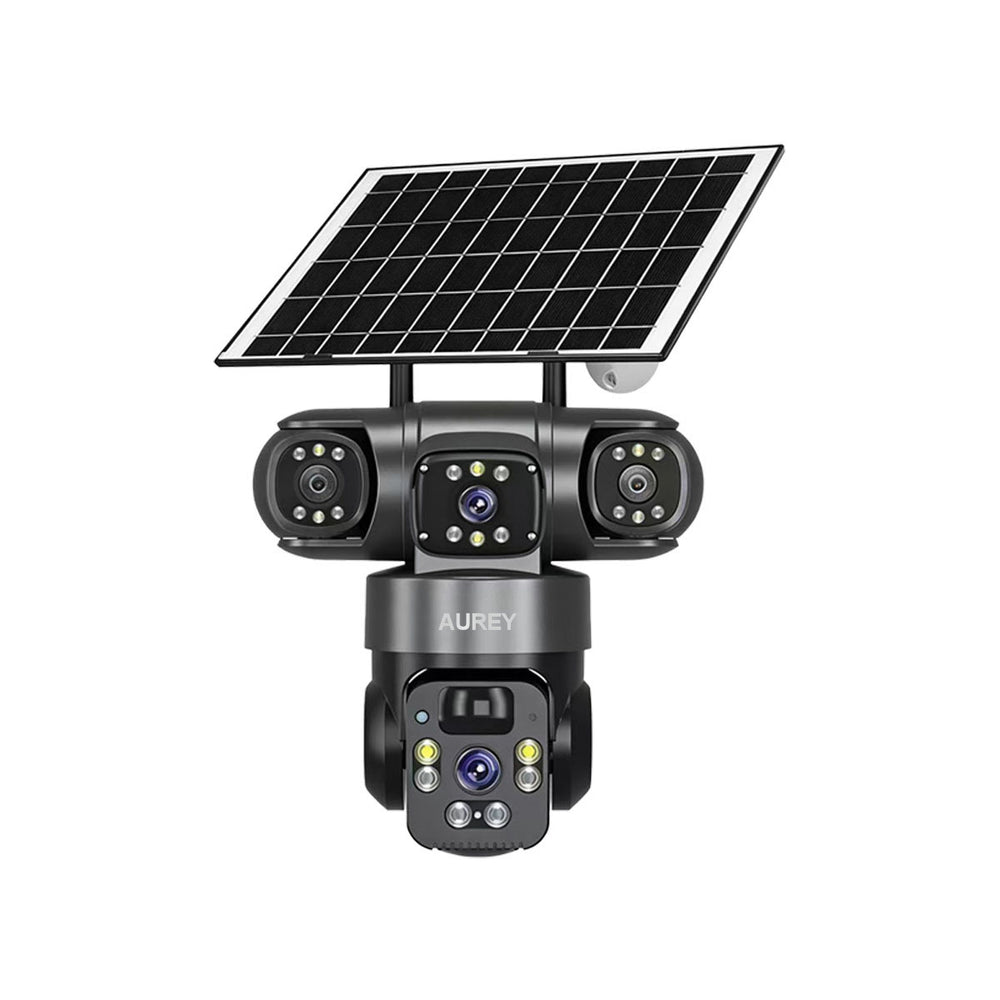 Aurey 4G Solar Security Camera – Dual‑Lens, 4MP, AI Detection