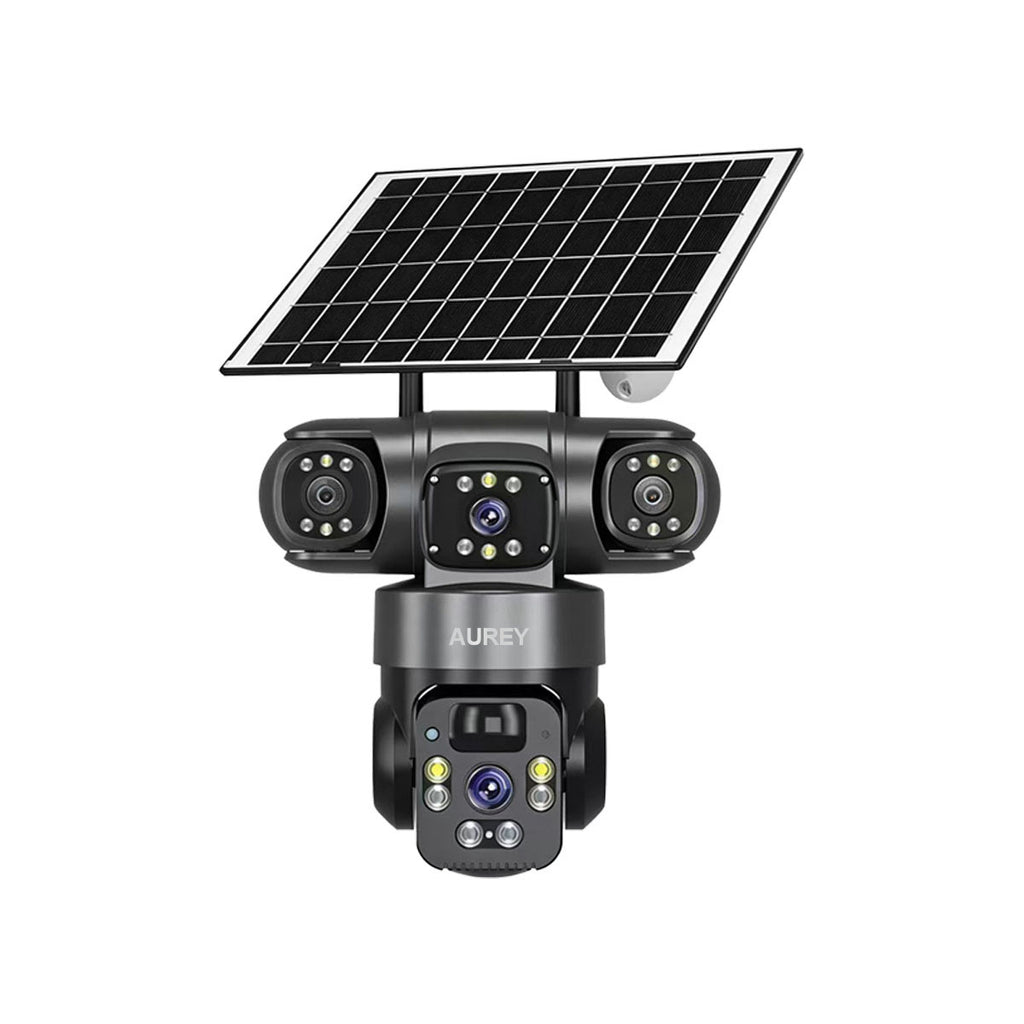 AUREY Solar 4G 6MP Triple-lens PTZ Security Camera – SIM Card, Motion Alerts