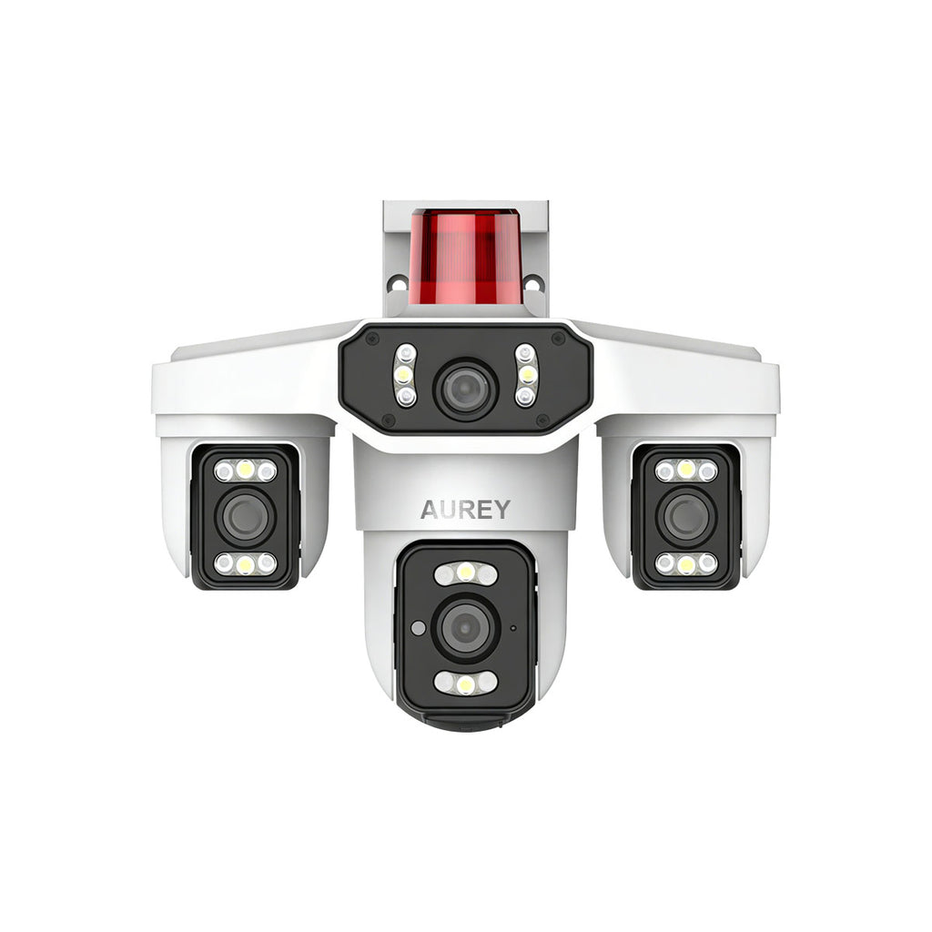 AUREY Triple-lens WiFi 6MP  PTZ Security Camera with Siren Alarm, Night Vision, Motion Detection & Two-Way Audio