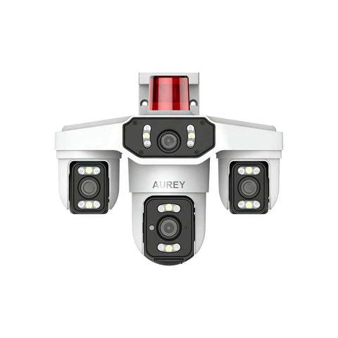 AUREY Multi-Lens WiFi PTZ Security Camera with Siren Alarm, Night Vision, Motion Detection & Two-Way Audio
