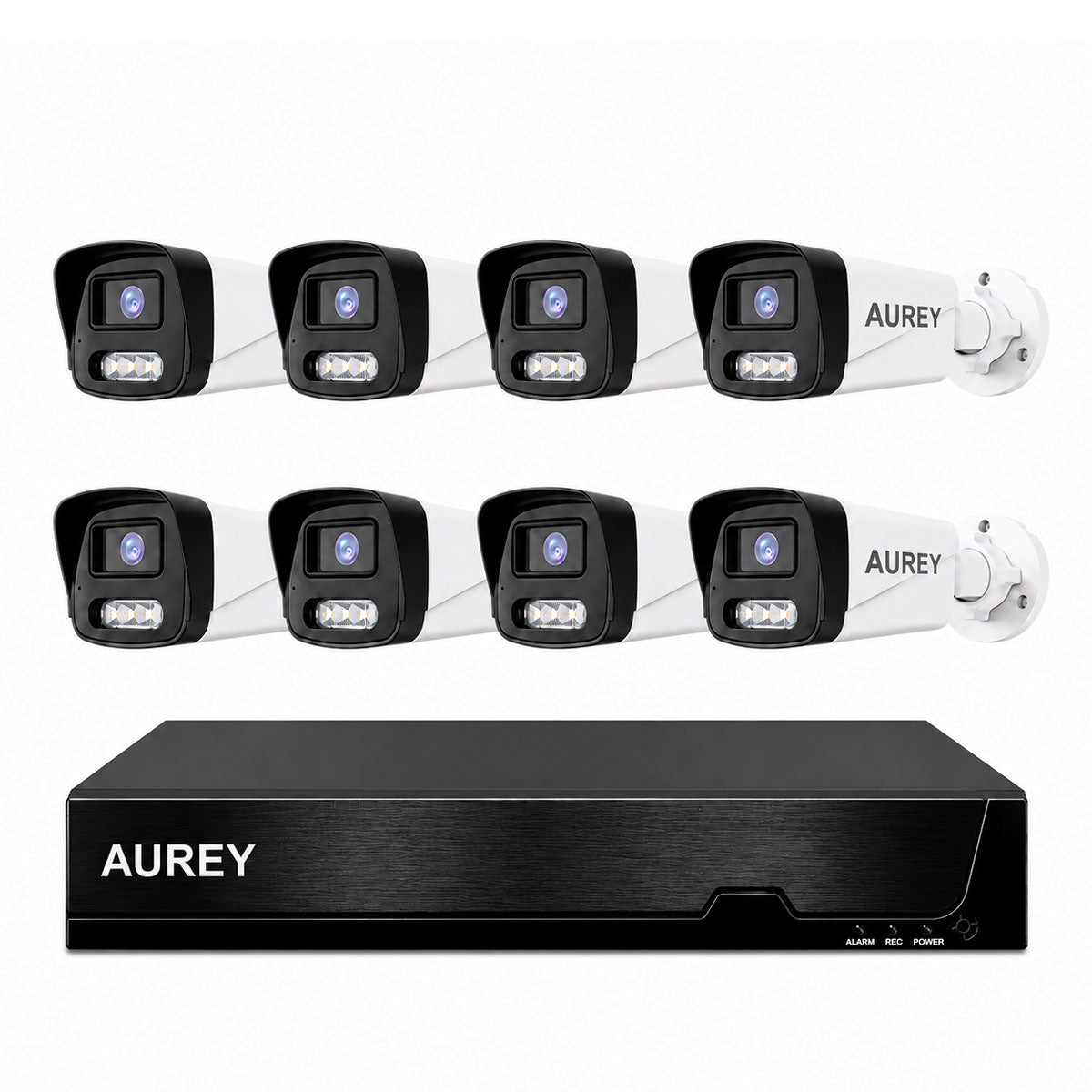 AUREY 8-Channel PoE Security Camera System, 8-Camera Wired CCTV Kit with NVR, Night Vision & Remote Viewing, Hard Drive Not Included