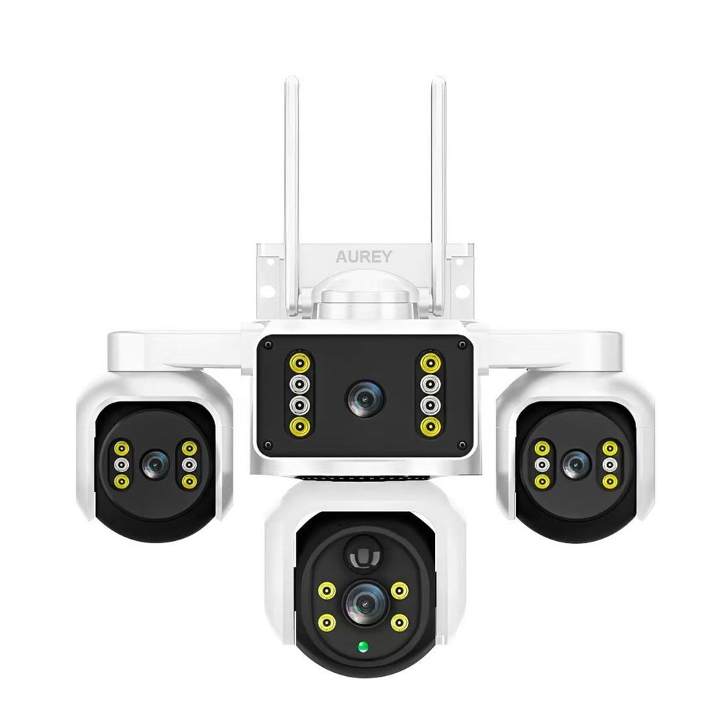 AUREY Triple-lens 6MP PTZ Outdoor Security Camera,  Panoramic Camera with Night Vision, Motion Detection & Two-Way Audio