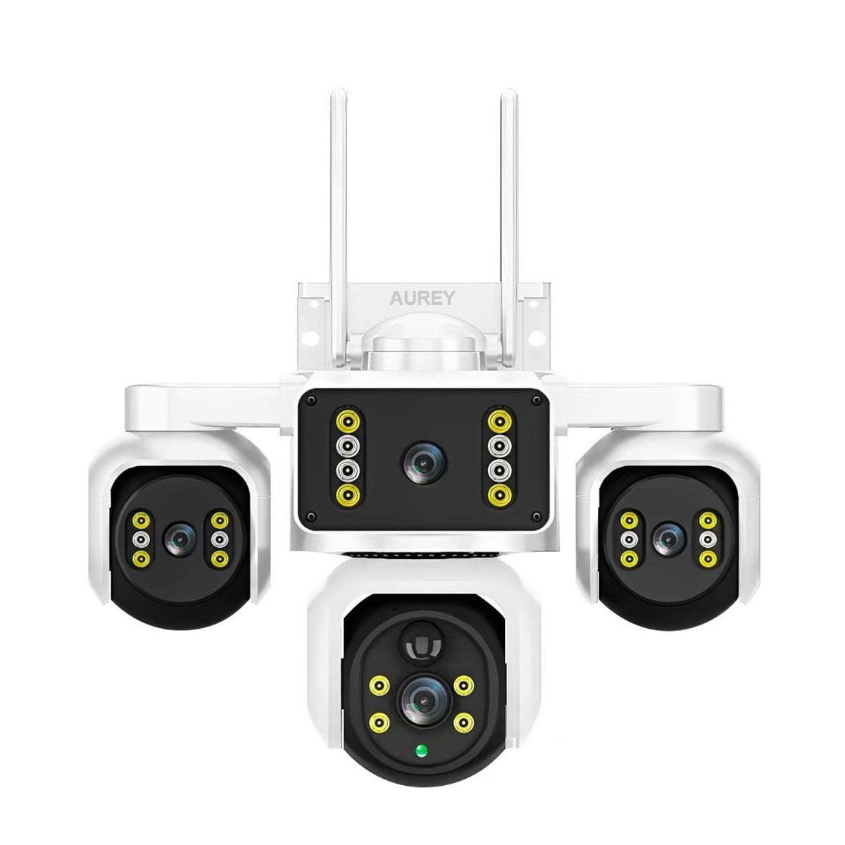 AUREY Multi-Lens PTZ Outdoor Security Camera, Wireless Panoramic Camera with Night Vision, Motion Detection & Two-Way Audio