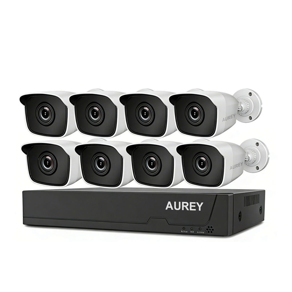 AUREY 8-Channel Compact Wired Security Camera System, Outdoor CCTV Kit with DVR, Night Vision & Remote Viewing, Hard Drive Not Included