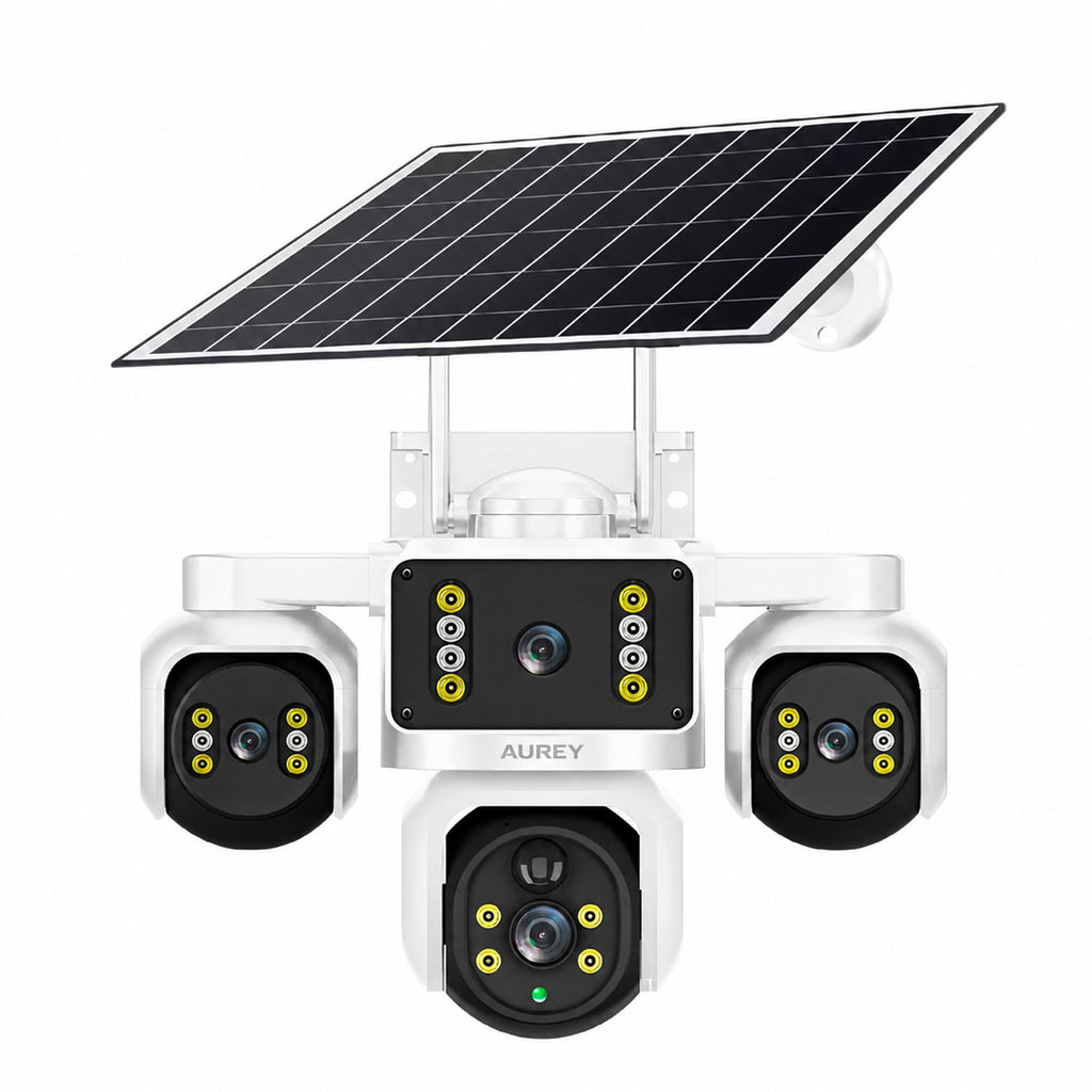 AUREY Triple-lens 6MP PTZ Outdoor Security Camera,  Panoramic Camera with Night Vision, Motion Detection & Two-Way Audio