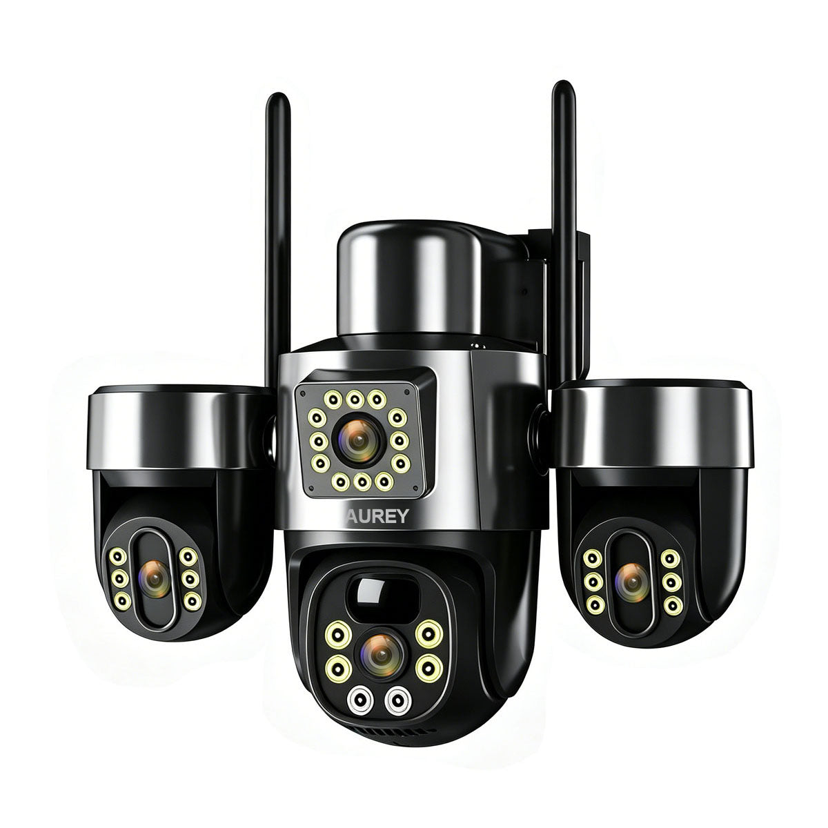 AUREY Multi-Lens WiFi PTZ Security Camera, Outdoor Wireless Camera with Night Vision, Motion Detection & Two-Way Audio