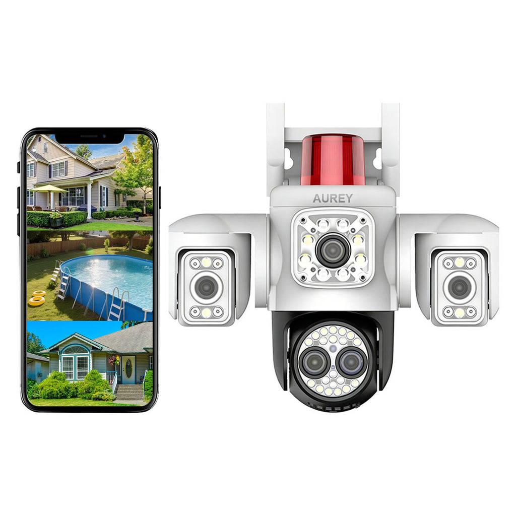 AUREY B3W-1 10X Zoom 6MP Triple-lens WiFi PTZ Security Camera , Siren Alarm, Night Vision & Two-Way Audio