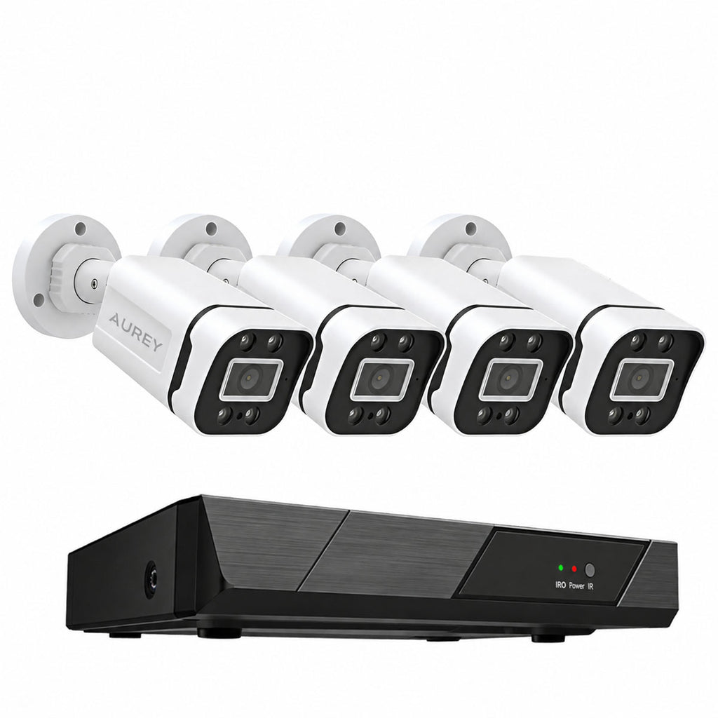 AUREY 4-Channel 5MP Wired Security Camera System, 4-Camera CCTV Kit with DVR, Night Vision & Remote Viewing, Hard Drive Not Included