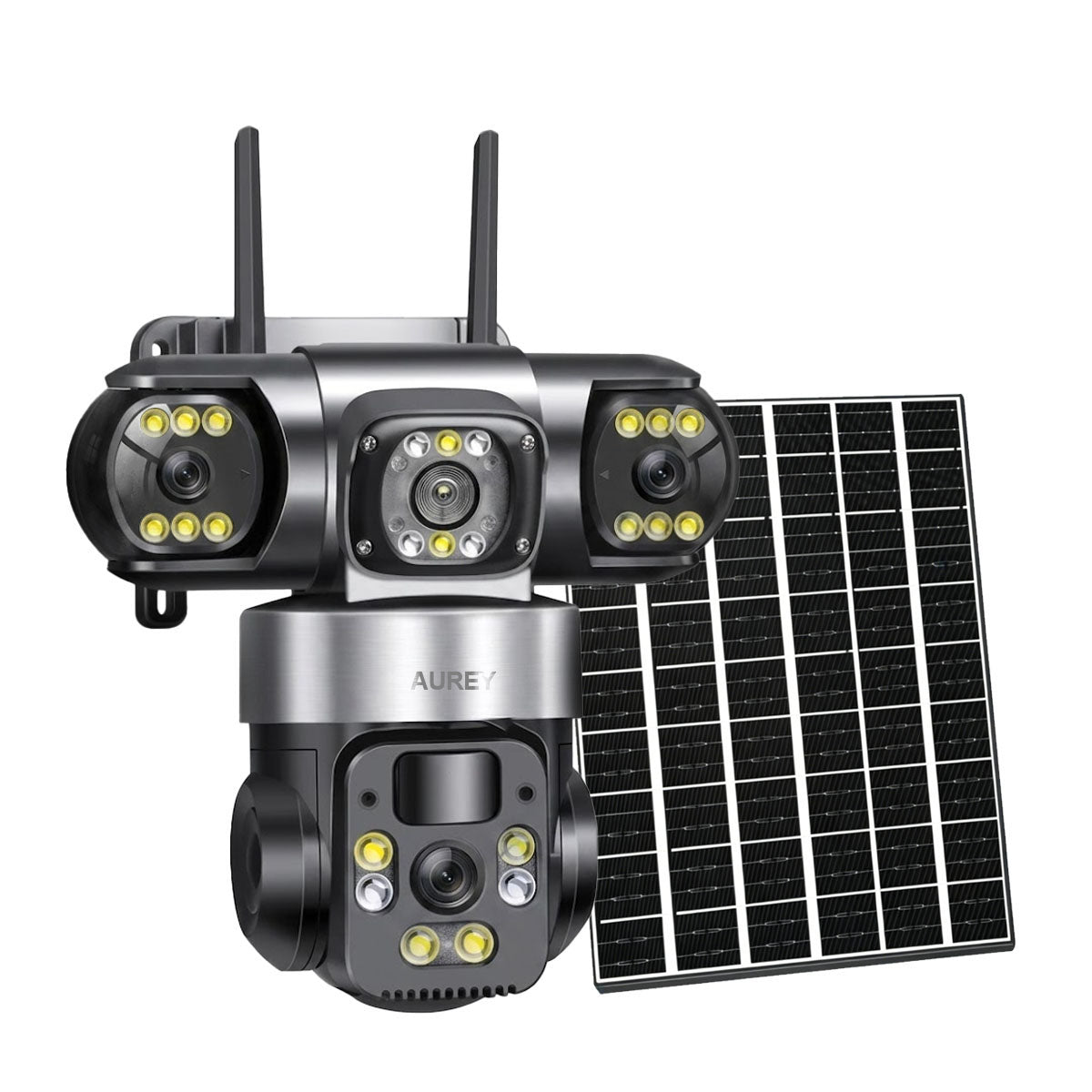 AUREY Solar 4G 6MP Triple-lens PTZ Security Camera – SIM Card, Motion Alerts