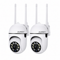 AUREY 2-Pack WiFi 2MP PTZ Security Cameras, Outdoor CCTV Dome Cameras with Night Vision, Motion Detection & Remote App Viewing
