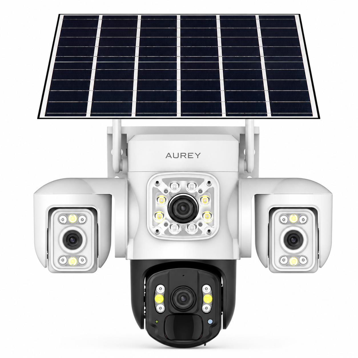 AUREY Solar 4G 6MP Triple-lens PTZ Battery Security Camera, Outdoor Camera with Night Vision, Motion Detection & Two-Way Audio