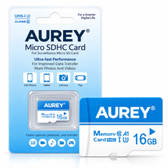 AUREY 16GB Micro SD Memory Card, UHS-I U3 A1 Class 10 TF Card for CCTV Cameras, Smartphones & Tablets
