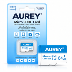 AUREY 64GB Micro SD Memory Card, UHS-I U3 A1 Class 10 TF Card for CCTV Cameras, Smartphones & Tablets