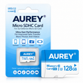 AUREY 128GB Micro SD Memory Card, UHS-I U3 A1 Class 10 TF Card for CCTV Cameras, Smartphones & Tablets
