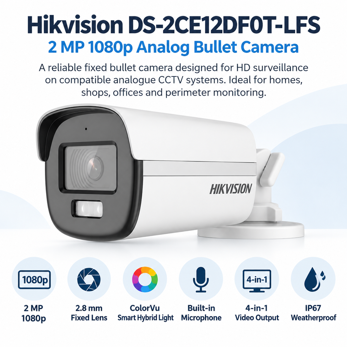 Hikvision DS-2CE12DF0T-LFS Analog Bullet Camera