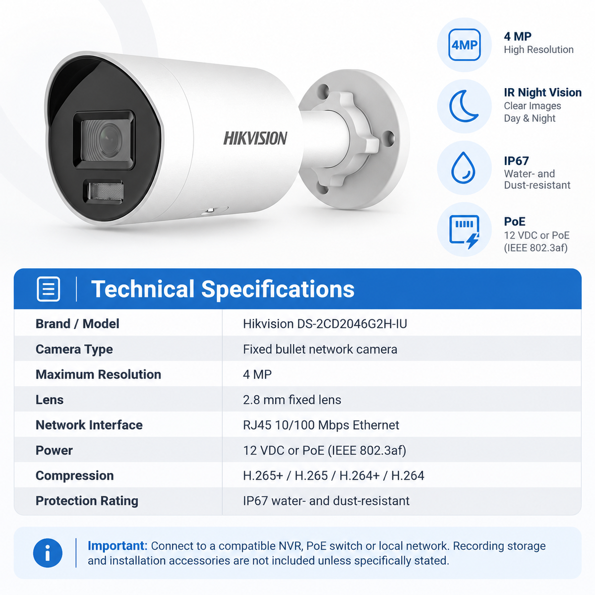 Hikvision DS-2CD2046G2H-IU IP Bullet Camera