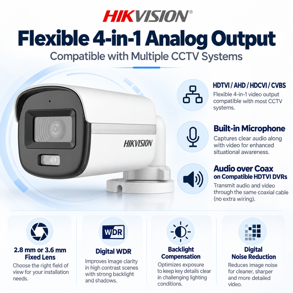 Hikvision DS-2CE10DF0T-LFS Analog Bullet Camera