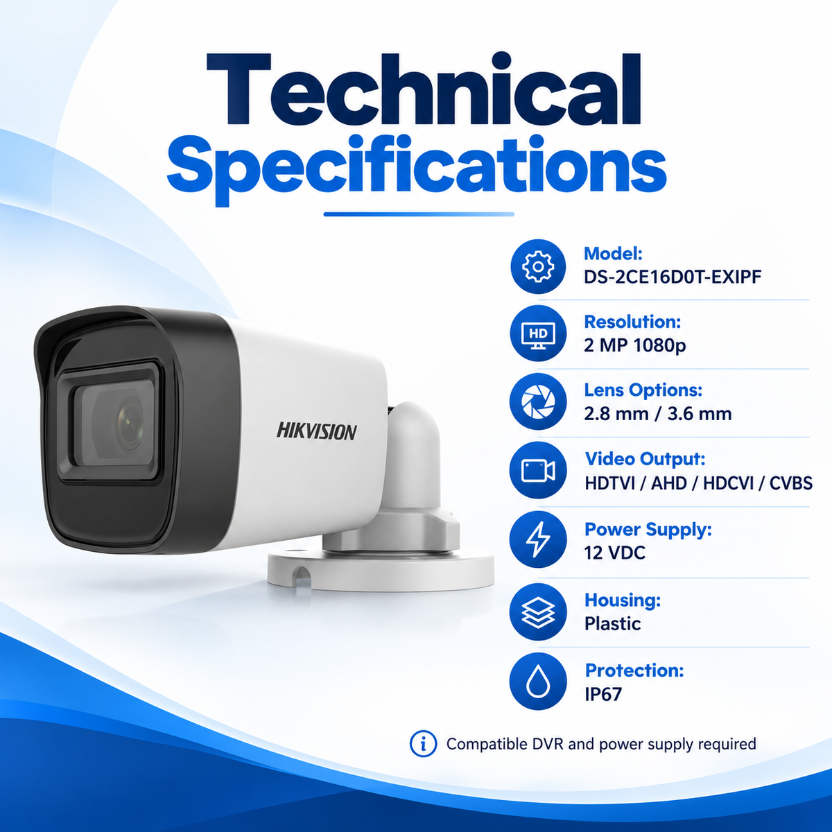 Hikvision DS-2CE16D0T-EXIPF Analog Bullet Camera