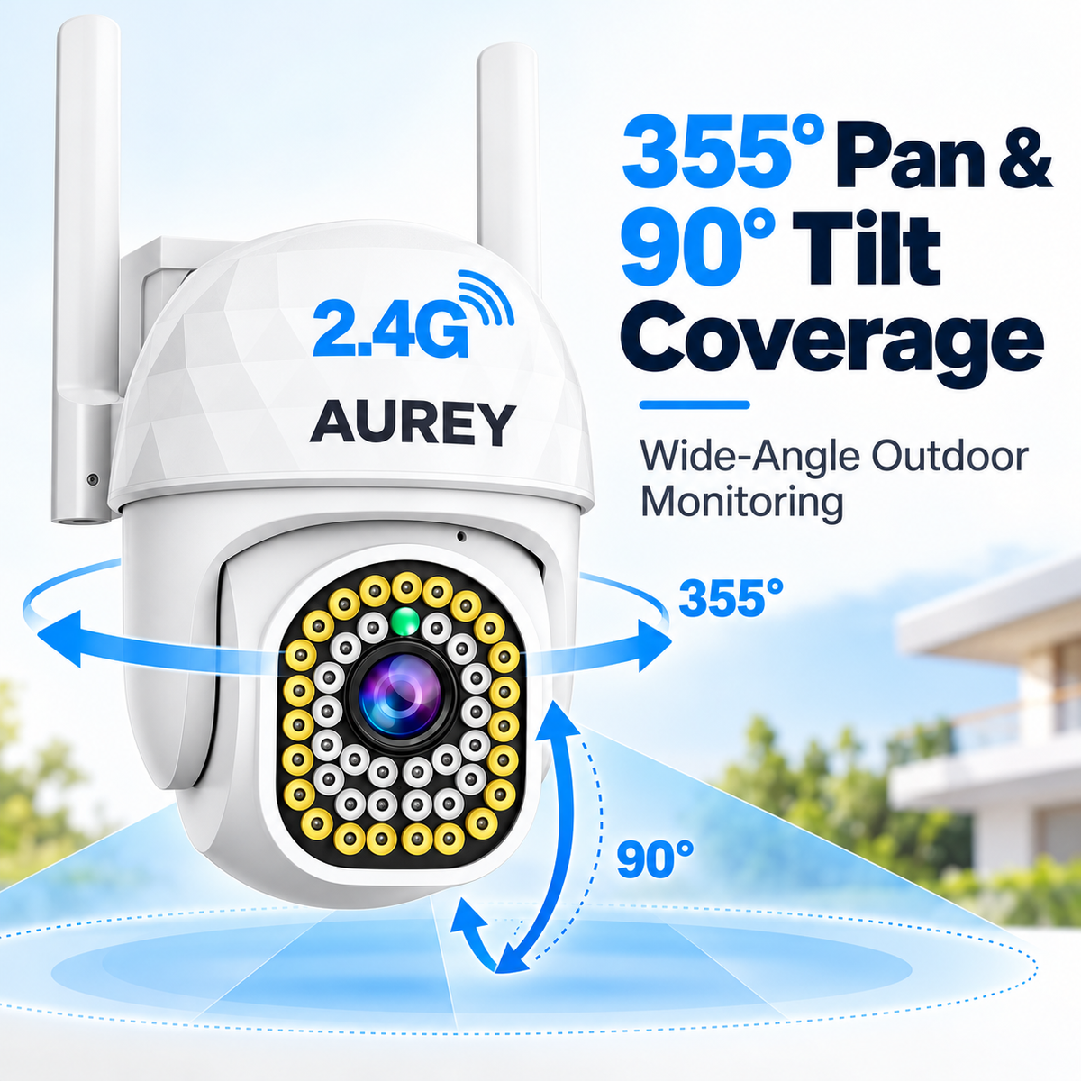 AUREY 2-Pack 8MP WiFi PTZ Outdoor Security Cameras with Colour Night Vision