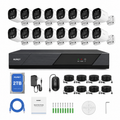 AUREY 16CH 5MP Wired CCTV Security Camera System with 16 Outdoor Cameras, DVR Recorder, 2TB HDD, Night Vision & Remote Viewing