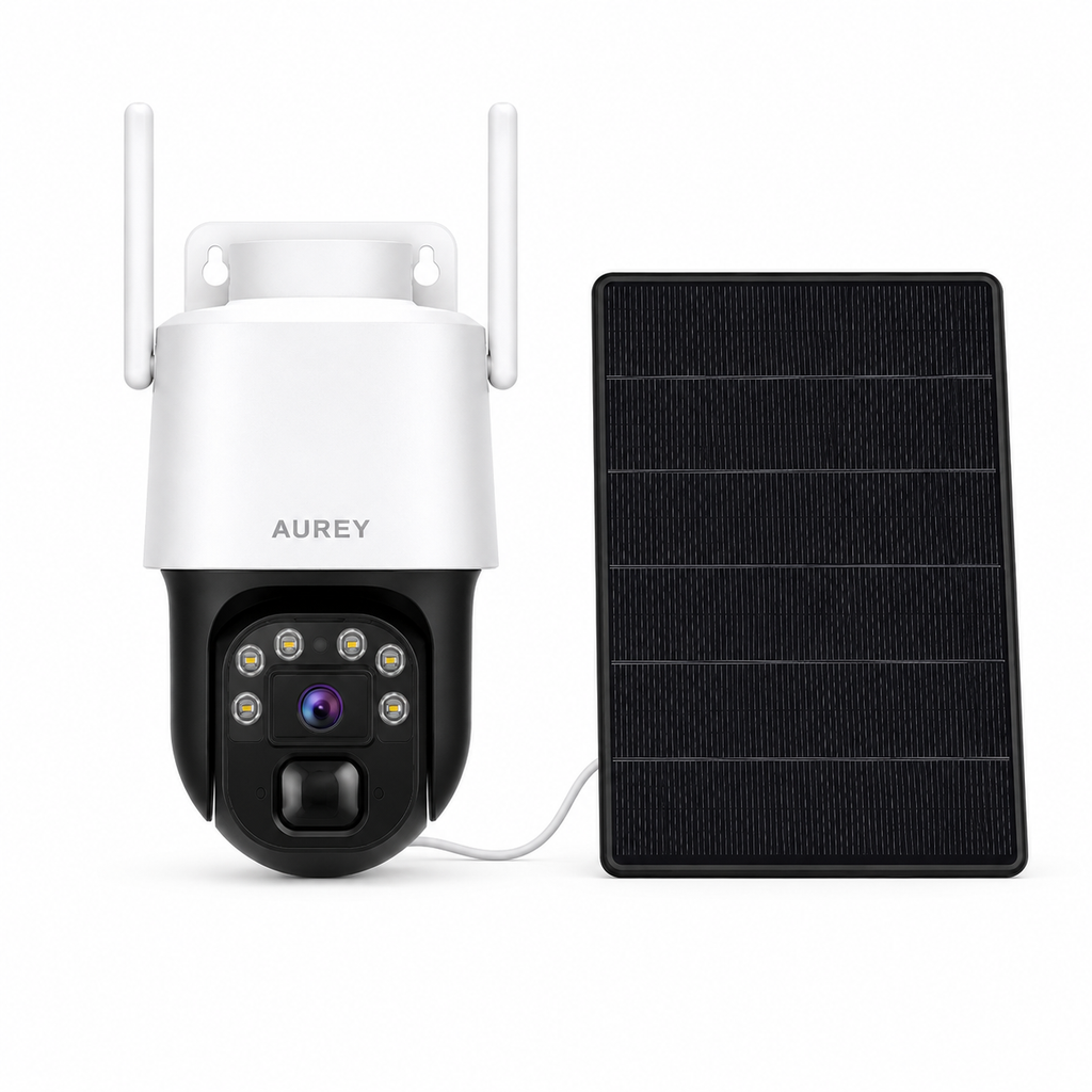 AUREY  Solar 4G 4MP PTZ Security Camera, Outdoor CCTV Camera with Night Vision, Motion Detection & Remote App Viewing
