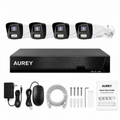 AUREY 4-Channel PoE Security Camera System, 4-Camera Wired CCTV Kit with NVR, Night Vision & Remote Viewing, Hard Drive Not Included