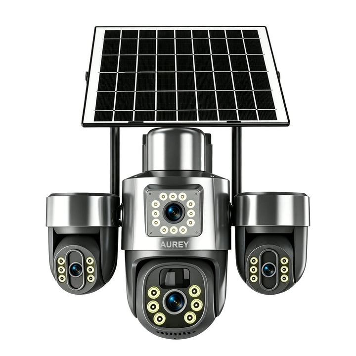 AUREY Solar 4G 6MP Triple-lens camera Outdoor  Camera with Night Vision, Motion Detection & Two-Way Audio