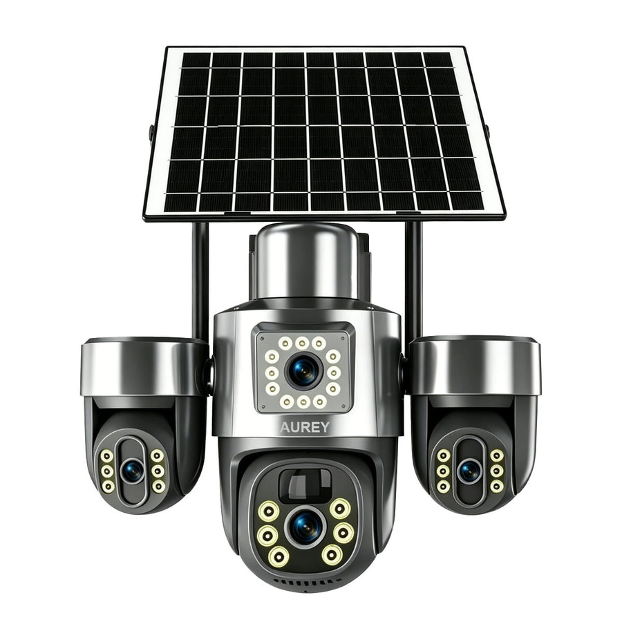 AUREY Solar 4G 6MP Triple-lens camera Outdoor  Camera with Night Vision, Motion Detection & Two-Way Audio