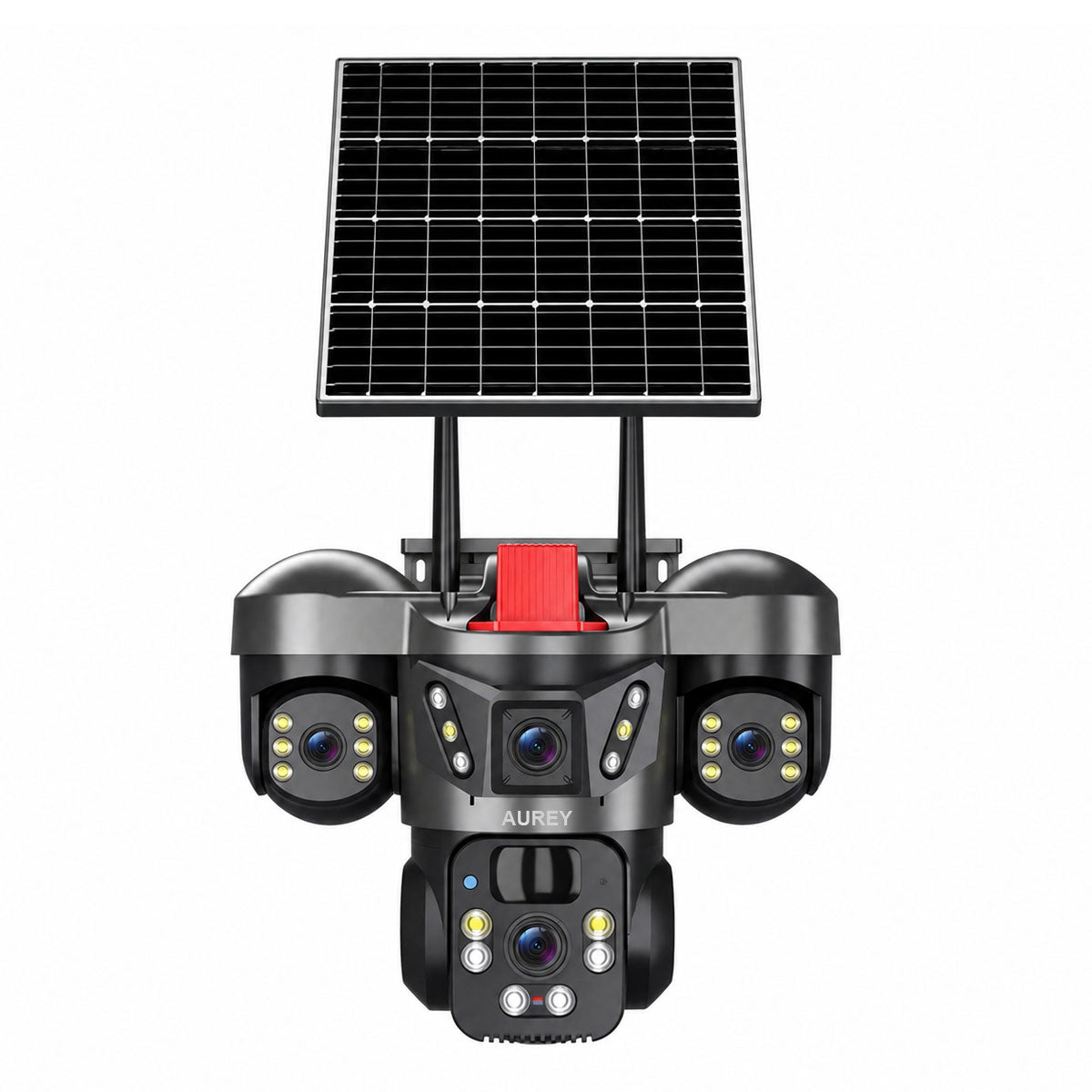 AUREY Solar 4G 6MP Triple-lens PTZ Battery Security Camera, Outdoor Camera with Night Vision, Motion Detection & Two-Way Audio