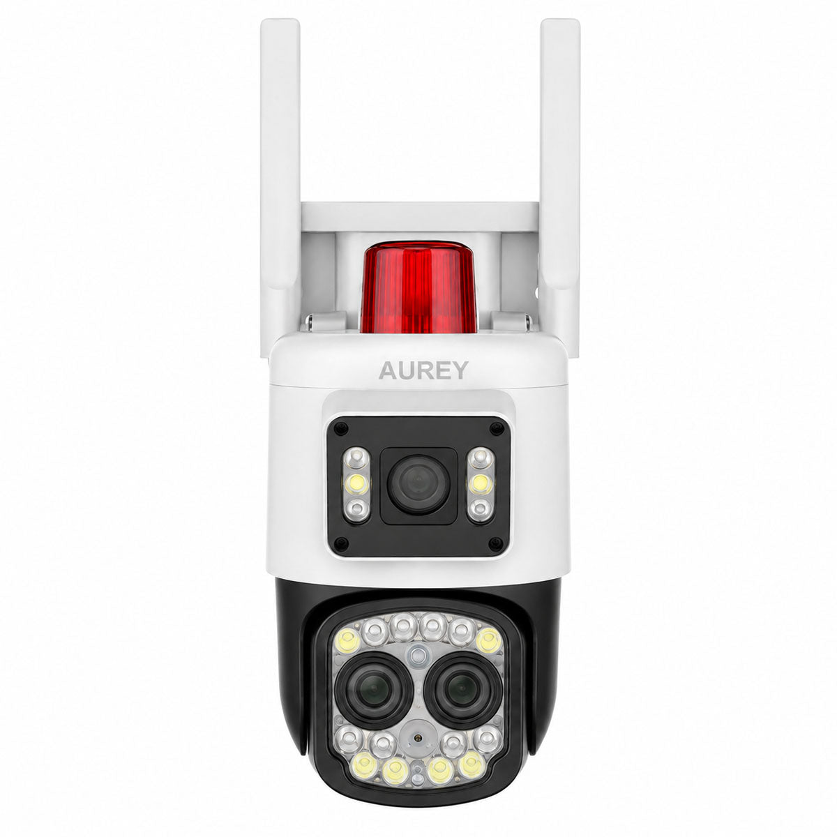 AUREY B5W 10X Zoom 4MP Dual-Lens WiFi PTZ Security Camera with Siren Alarm, Night Vision & Two-Way Audio