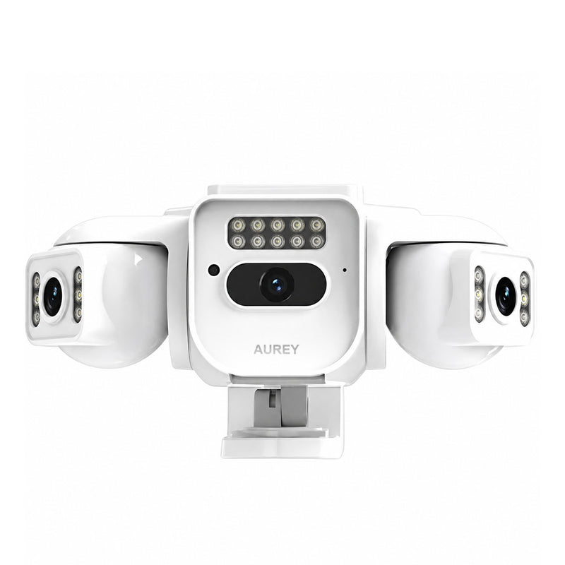 AUREY Triple-lens 6MP PTZ Outdoor Security Camera with Night Vision, Motion Detection & Two-Way Audio