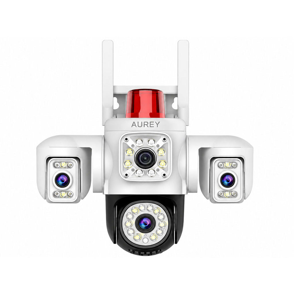 AUREY Triple-lens WiFi 6MP PTZ Security Camera with Siren Alarm, Night Vision, Motion Detection & Two-Way Audio
