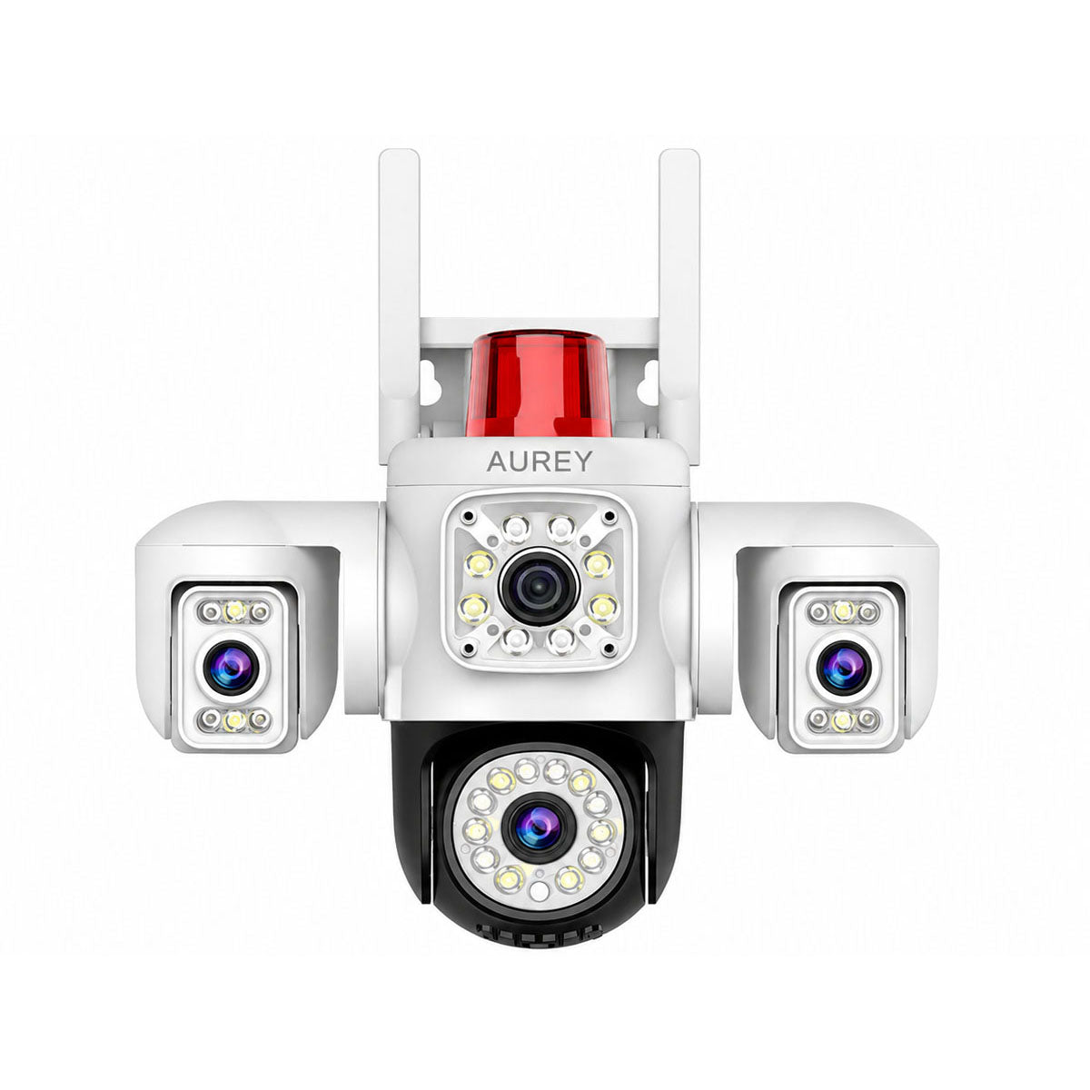 AUREY Triple-lens WiFi 6MP PTZ Security Camera with Siren Alarm, Night Vision, Motion Detection & Two-Way Audio