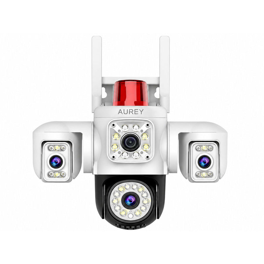 AUREY Triple-lens WiFi 6MP PTZ Security Camera with Siren Alarm, Night Vision, Motion Detection & Two-Way Audio