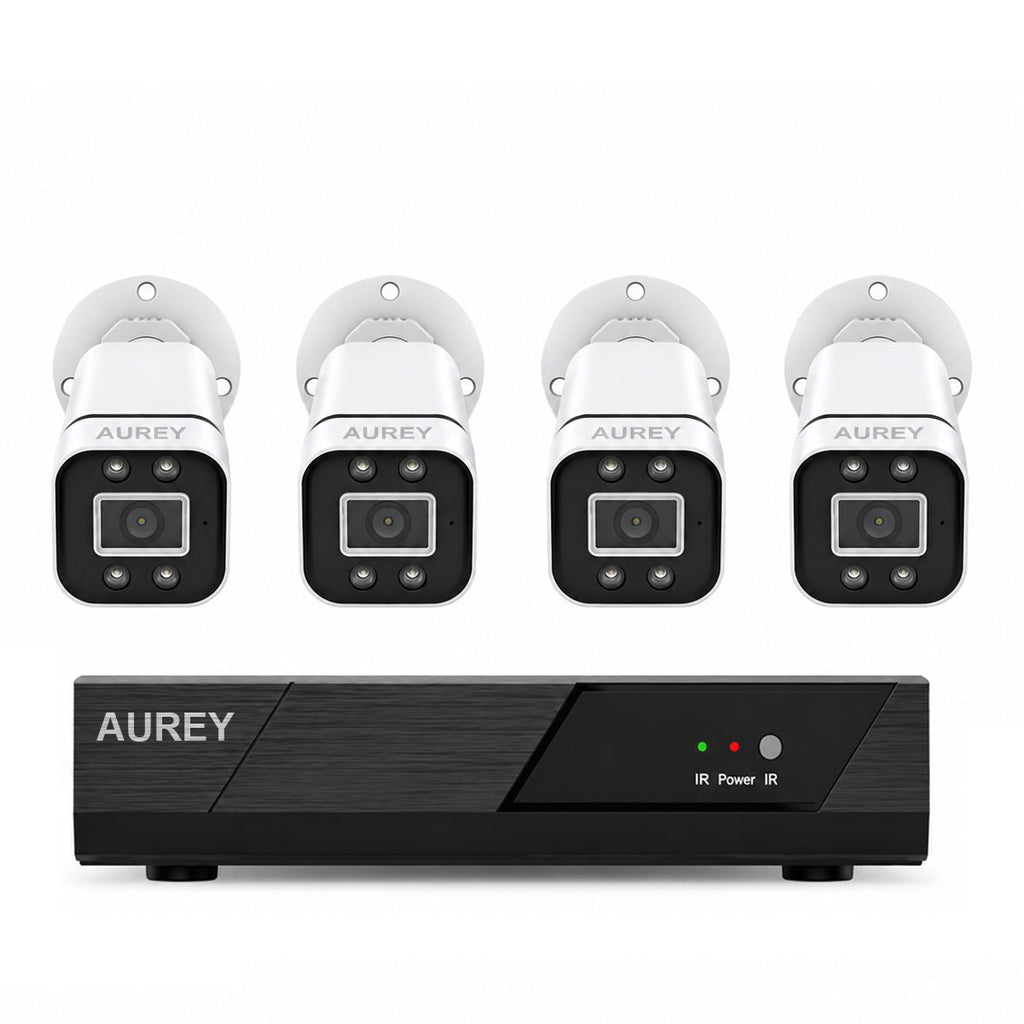 AUREY 4-Channel 5MP Wired Security Camera System, 4-Camera CCTV Kit with DVR, Night Vision & Remote Viewing, Hard Drive Not Included