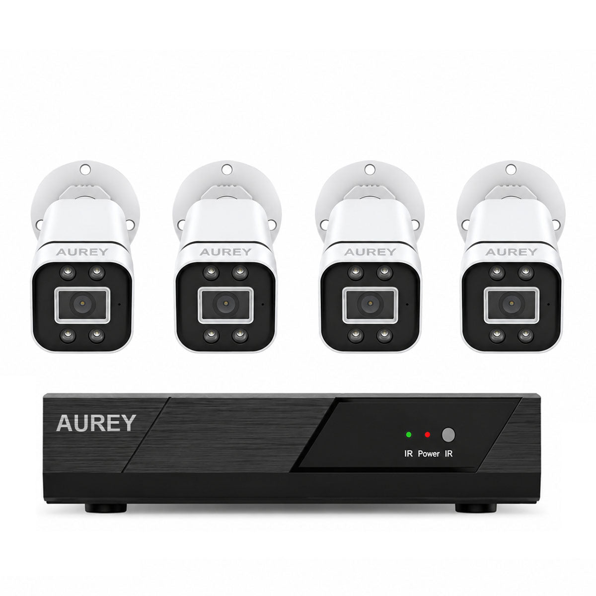 AUREY 4-Channel 5MP Wired Security Camera System, 4-Camera CCTV Kit with DVR, Night Vision & Remote Viewing, Hard Drive Not Included