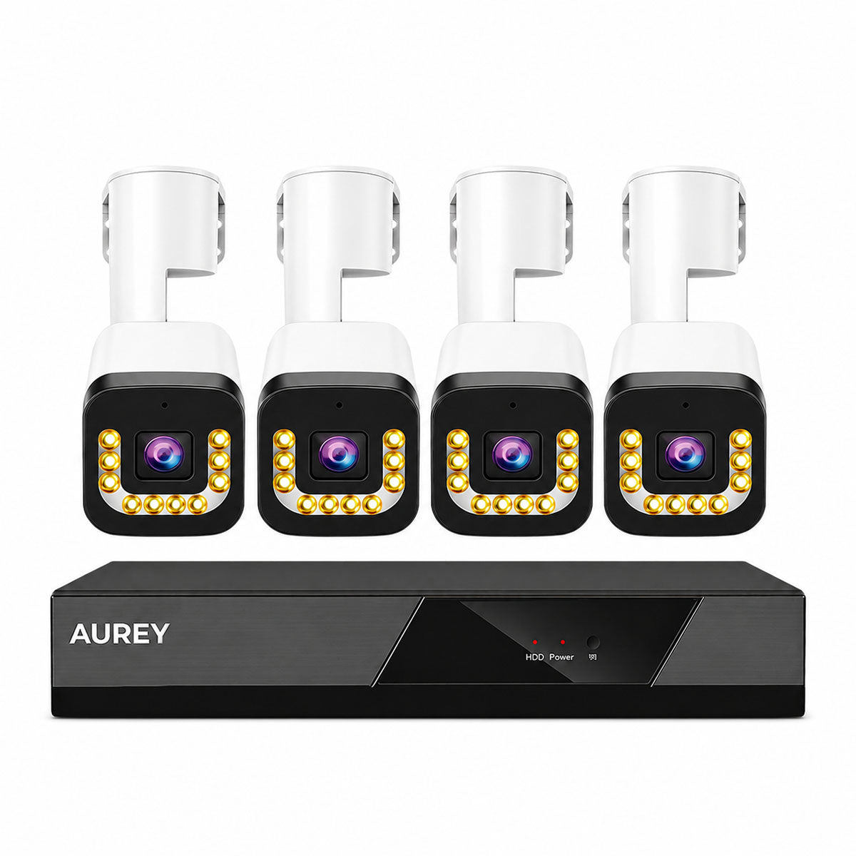 AUREY 4-Channel AHD Wired Security Camera System, 4-Camera CCTV Kit with DVR, Night Vision & Remote Viewing, Hard Drive Not Included