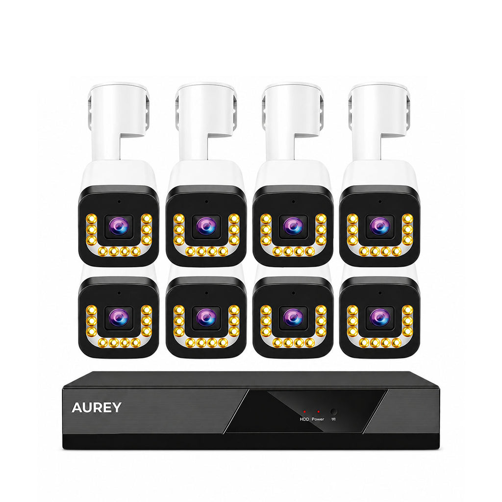 AUREY 8-Channel AHD Wired Security Camera System, 8-Camera CCTV Kit with DVR, Night Vision & Remote Viewing, Hard Drive Not Included