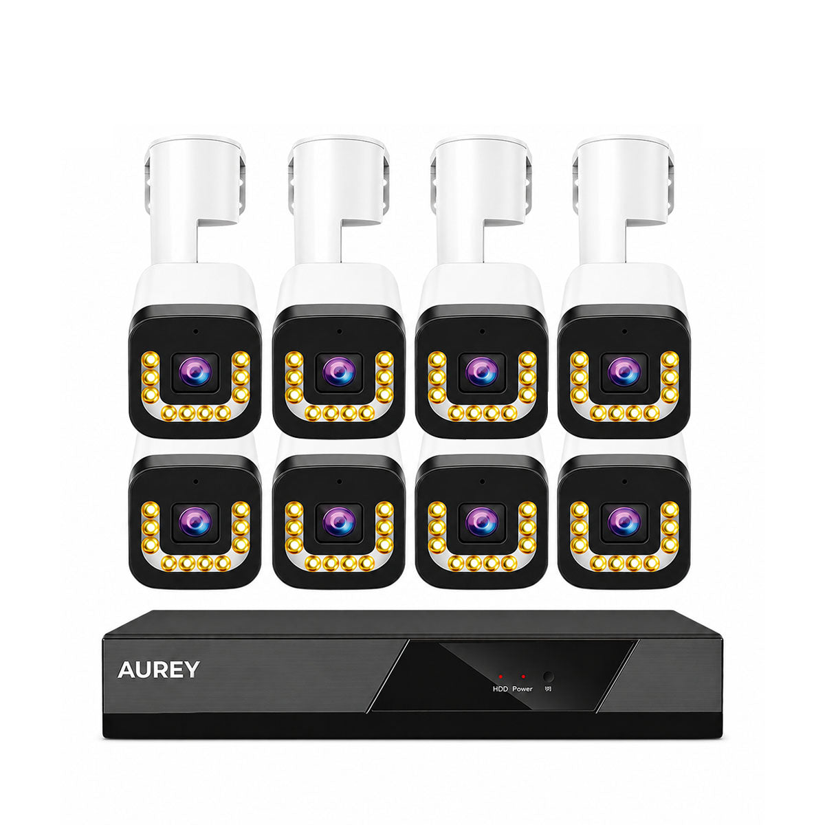 AUREY 8-Channel AHD Wired Security Camera System, 8-Camera CCTV Kit with DVR, Night Vision & Remote Viewing, Hard Drive Not Included