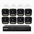 AUREY 8-Channel PoE Security Camera System, 8-Camera Wired CCTV Kit with NVR, Night Vision & Remote Viewing, Hard Drive Not Included